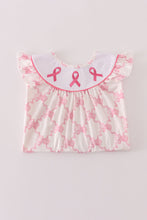 Load image into Gallery viewer, Pink bow tie embroidery ruffle dress
