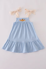 Load image into Gallery viewer, Blue pumpkin french knot dress
