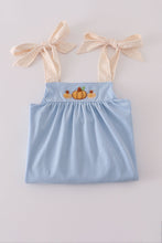 Load image into Gallery viewer, Blue pumpkin french knot dress
