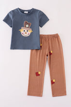 Load image into Gallery viewer, Navy scarecrow applique pants set
