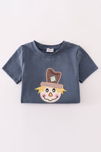 Load image into Gallery viewer, Navy scarecrow applique pants set

