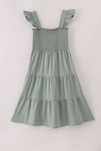 Load image into Gallery viewer, Sage smocked tiered mom dress
