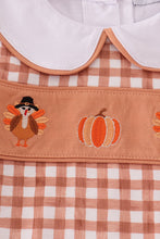 Load image into Gallery viewer, Fall floral print turkey pumpkin embroidery 3pc set
