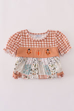 Load image into Gallery viewer, Fall floral print turkey pumpkin embroidery dress

