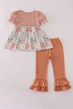 Load image into Gallery viewer, Fall floral print turkey pumpkin embroidery ruffle pants set
