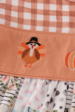 Load image into Gallery viewer, Fall floral print turkey pumpkin embroidery ruffle pants set
