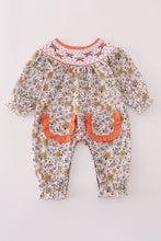 Load image into Gallery viewer, Floral embroidery smocked romper

