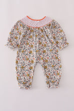 Load image into Gallery viewer, Floral embroidery smocked romper
