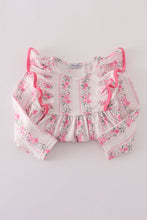 Load image into Gallery viewer, Pink floral print ruffle pants set

