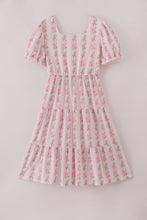Load image into Gallery viewer, Pink floral print tiered mom dress
