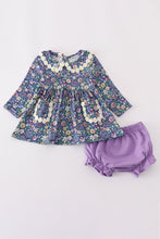 Load image into Gallery viewer, Purple floral lace bloomer set
