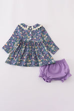 Load image into Gallery viewer, Purple floral lace bloomer set
