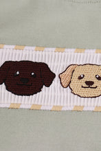 Load image into Gallery viewer, Puppy embroidery smocked pants set
