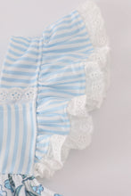 Load image into Gallery viewer, Blue bow &amp; lace print ruffle dress
