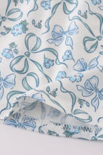 Load image into Gallery viewer, Blue bow &amp; lace print ruffle dress
