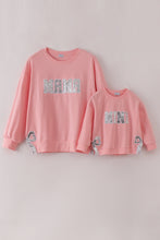 Load image into Gallery viewer, Pink MINI bow glitter mom&amp;me top
