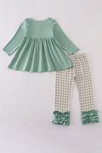 Load image into Gallery viewer, Green duck embroidery ruffle pants set
