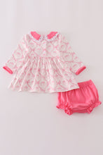 Load image into Gallery viewer, Pink bow tie pumpkin print bloomer set
