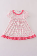 Load image into Gallery viewer, Pink bow tie pumpkin print dress
