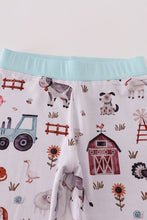Load image into Gallery viewer, Blue family farm pajamas bamboo pants set
