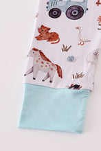 Load image into Gallery viewer, Blue family farm pajamas bamboo pants set
