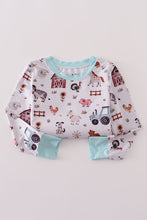 Load image into Gallery viewer, Blue family farm pajamas bamboo pants set
