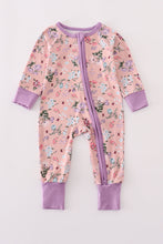Load image into Gallery viewer, Purple floral print bamboo pajamas romper
