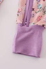 Load image into Gallery viewer, Purple floral print bamboo pajamas romper
