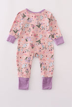 Load image into Gallery viewer, Purple floral print bamboo pajamas romper
