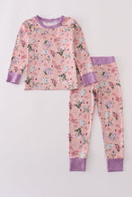 Load image into Gallery viewer, Purple floral print bamboo pajamas pants set
