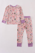 Load image into Gallery viewer, Purple floral print bamboo pajamas pants set
