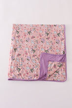 Load image into Gallery viewer, Purple floral print bamboo blanket
