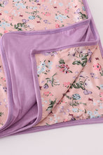 Load image into Gallery viewer, Purple floral print bamboo blanket
