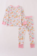 Load image into Gallery viewer, Pink pumpkin bamboo pajamas set
