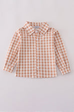 Load image into Gallery viewer, Orange gingham button down shirt

