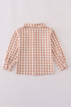 Load image into Gallery viewer, Orange gingham button down shirt
