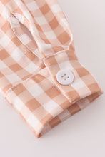 Load image into Gallery viewer, Orange gingham button down shirt
