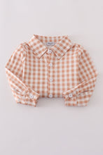 Load image into Gallery viewer, Orange gingham button down shirt
