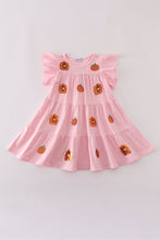 Load image into Gallery viewer, Pink turkey pumpkin sequin tiered ruffle dress
