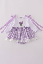 Load image into Gallery viewer, Lavender ribbon lace embroidery gingham bubble
