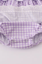Load image into Gallery viewer, Lavender ribbon lace embroidery gingham bubble

