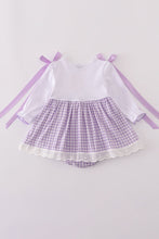 Load image into Gallery viewer, Lavender ribbon lace embroidery gingham bubble
