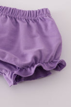 Load image into Gallery viewer, Lavender ribbon lace embroidery gingham bloomer set

