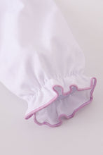 Load image into Gallery viewer, Lavender ribbon lace embroidery gingham dress
