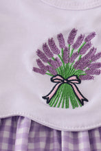 Load image into Gallery viewer, Lavender ribbon lace embroidery gingham dress
