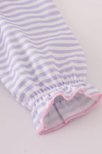 Load image into Gallery viewer, Purple puppy french knot stripe bloomer set
