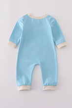 Load image into Gallery viewer, Blue puppy french knot romper
