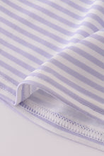Load image into Gallery viewer, Purple puppy french knot stripe dress
