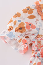 Load image into Gallery viewer, Floral print smocked ruffle bubble
