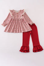 Load image into Gallery viewer, Floral corduroy lace ruffle pants set
